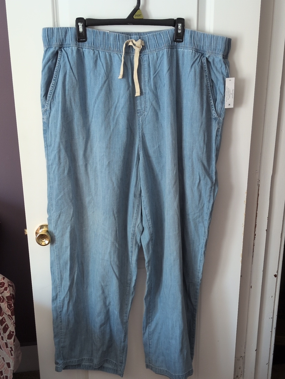Nine West Light Blue Drawstring Wide Leg Denim